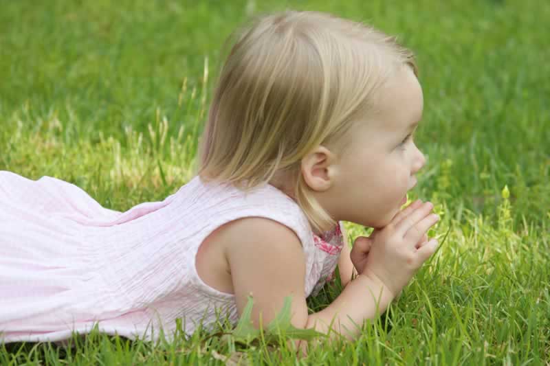 Girl on lawn